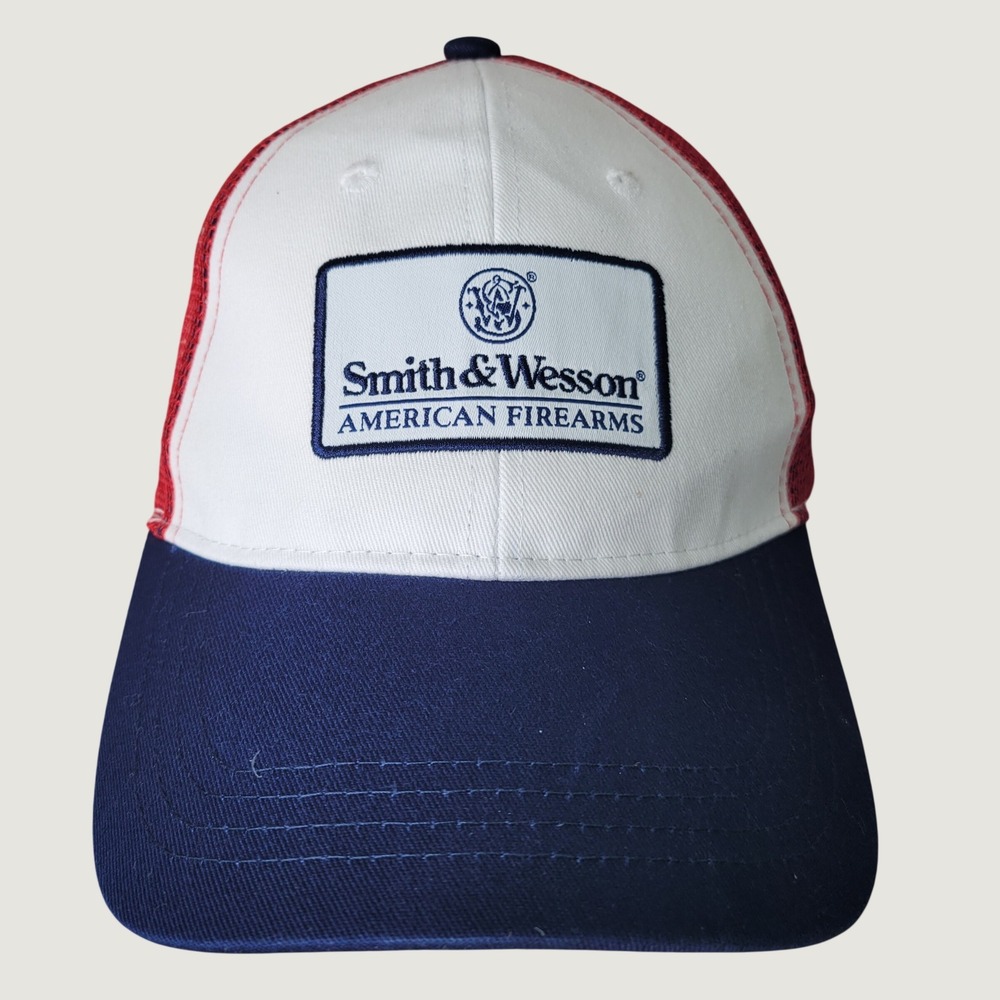 Smith & Wesson American Firearms Trucker Hat Red White Blue Mesh Snapback Cap
